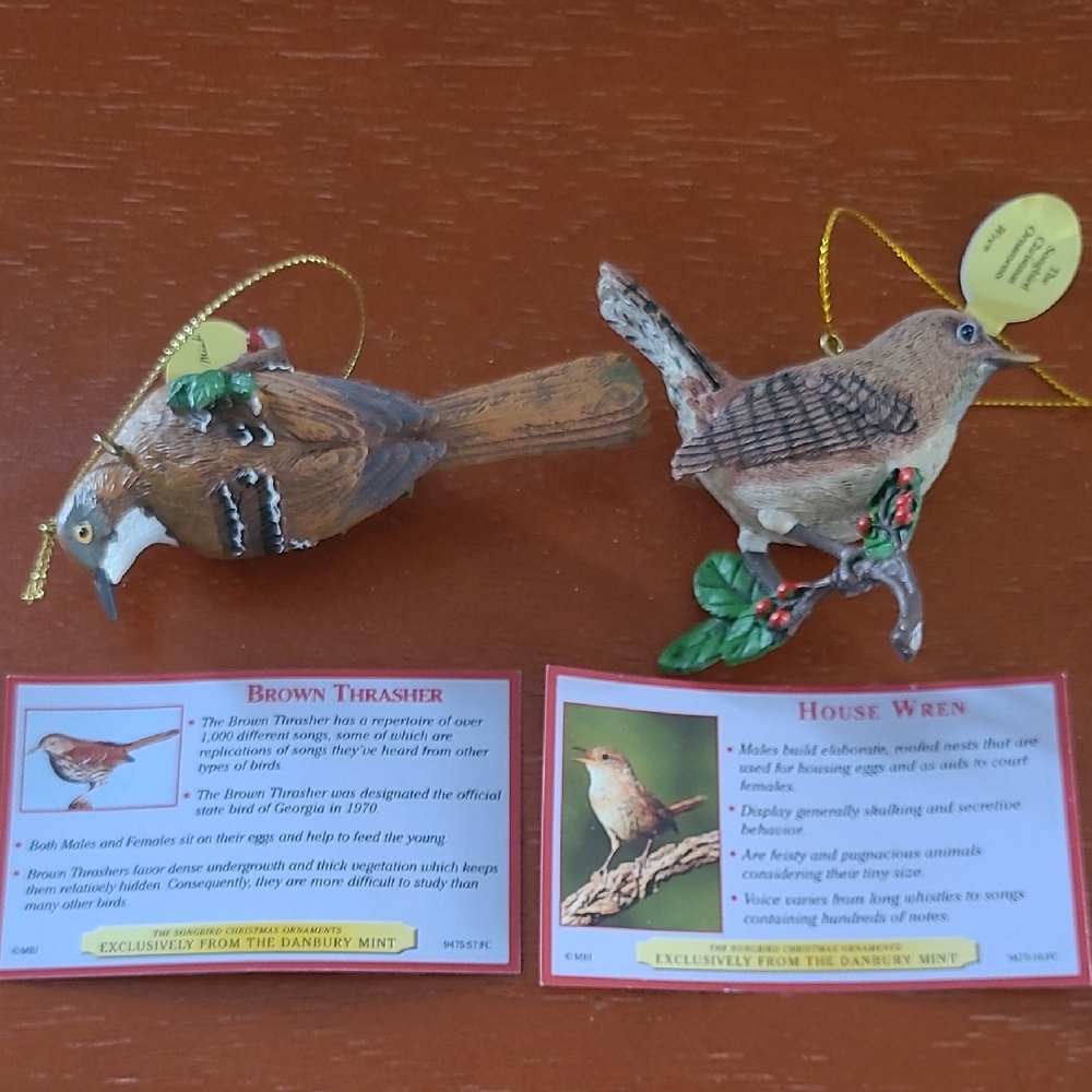 Danbury Mint Brown Thrasher and House Wren Figurines